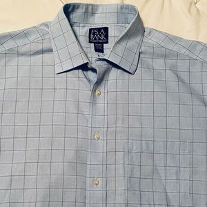 Jos.A.Bank light blue, plaid dress shirt 16.5-34